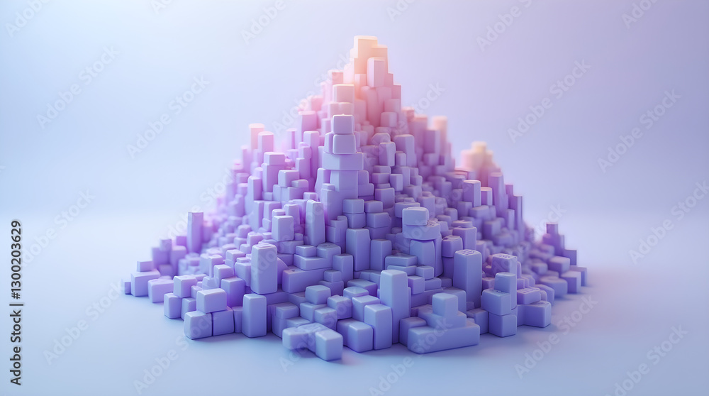 Aufkleber soft gradient lighting purple white 3d voxel geometric abstract mountain cg digital art computer gra
