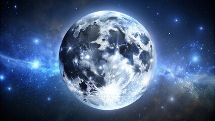 Obraz premium Silhouette of Majestic Silver Moon, Night Sky, Lunar Eclipse, Celestial, Nature Photography