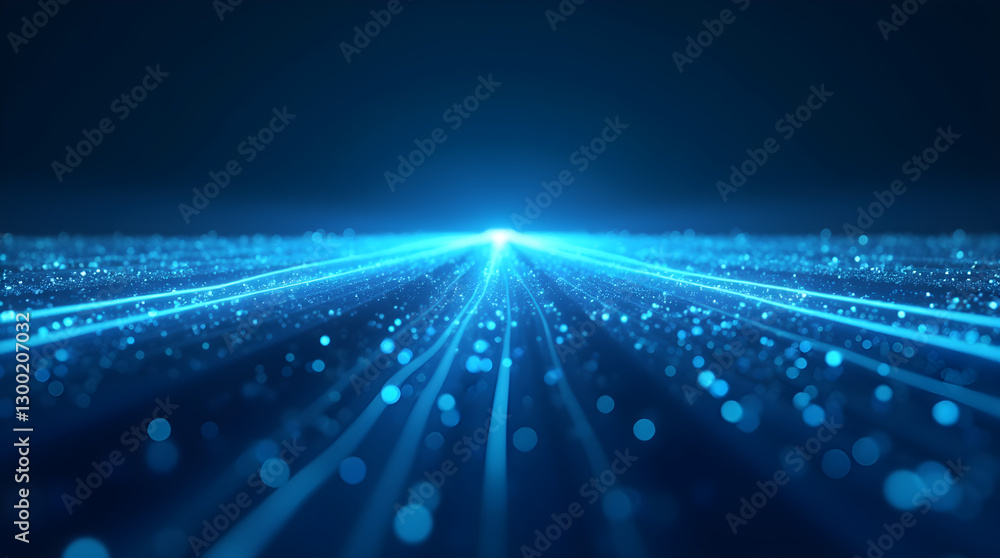 Poster abstract futuristic blue perspective lines glowing digital data bokeh background
