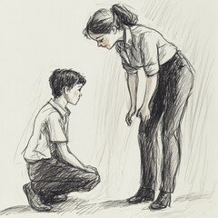 An illustration of students and teachers at school 