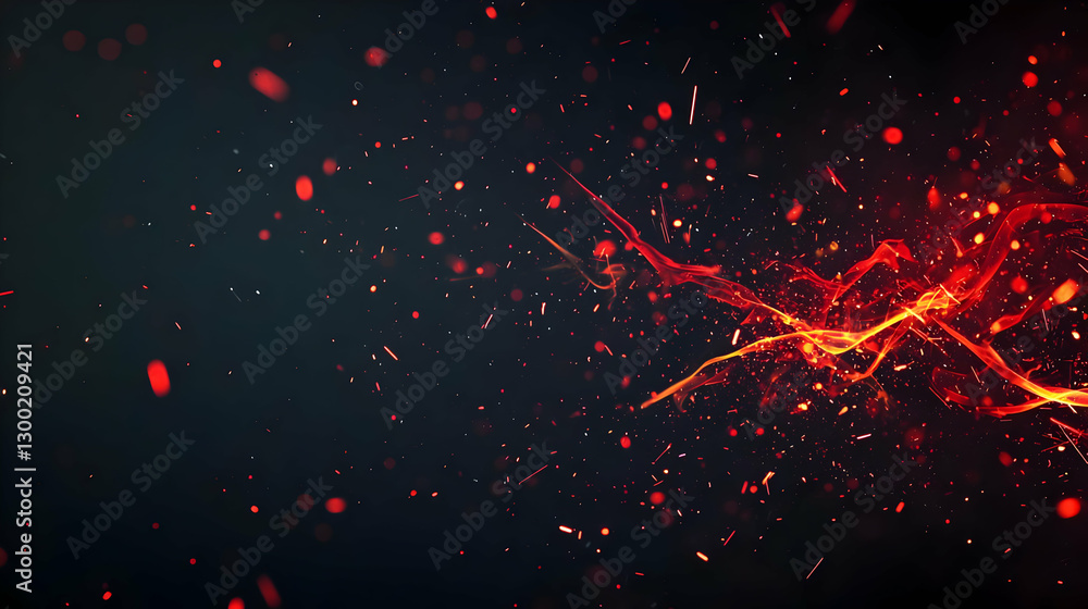 Aufkleber fiery red particle stream against a dark background with glowing sparks