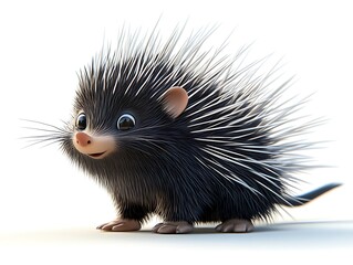 Playful porcupine in studio setting cute animal photography close-up