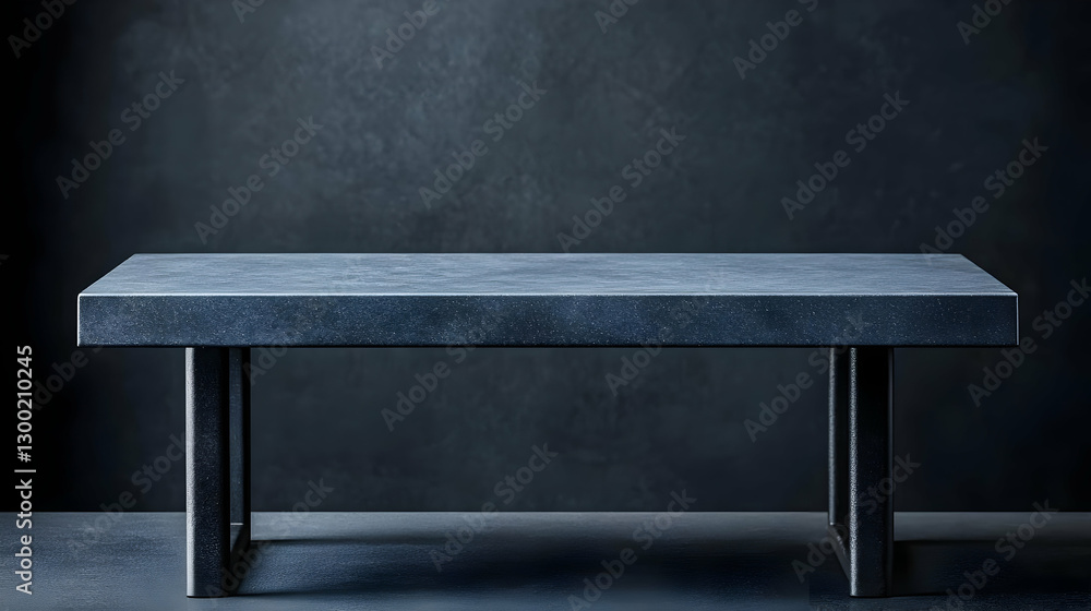 Poster modern minimalist table displayed against a dark textured background