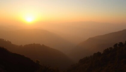 Obraz premium Golden Hour Mountain Vista: A Serene Sunrise Landscape