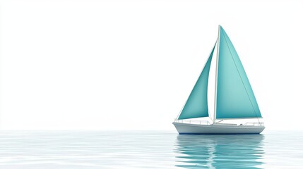 Obraz premium Serene sailboat adventure, a picturesque journey across the azure ocean tranquil