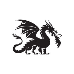 Obraz premium silhouette of a dragon dragon black and white Silhouettes.