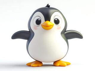 Fototapeta premium Cute animated penguin character digital art studio setting playful vibe