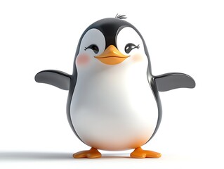 Fototapeta premium Cheerful cartoon penguin creative illustration minimal studio setting