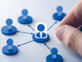 Finger taps blue social media icon, seamless mobile interaction and online engagement