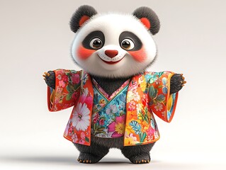 Cheerful panda character cartoon style indoor setting fun concept
