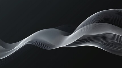 白の波、アブストラクト、ベクター、黒背景