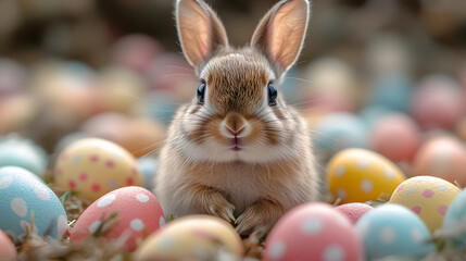 easter card, easter bunny with eggs, easter eggs and flowers, easter eggs in a basket, easter eggs and flowers on a white background, easter wall paper and background for social media