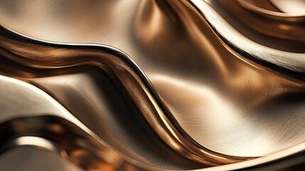 Abstract Closeup of Luxurious Metallic Waves and Curves in Bronze and Gold Tones