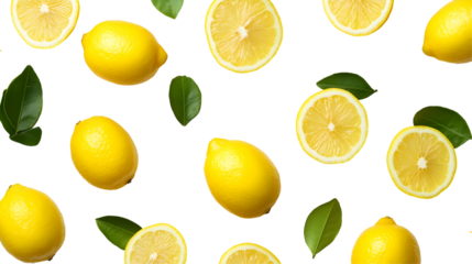 A seamless lemon pattern on white or transparent background