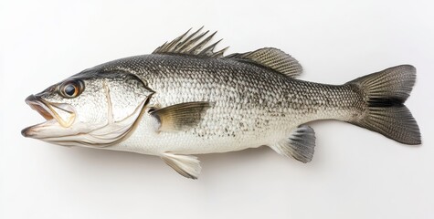 Fototapeta premium Freshwater Bass Fish on White Background