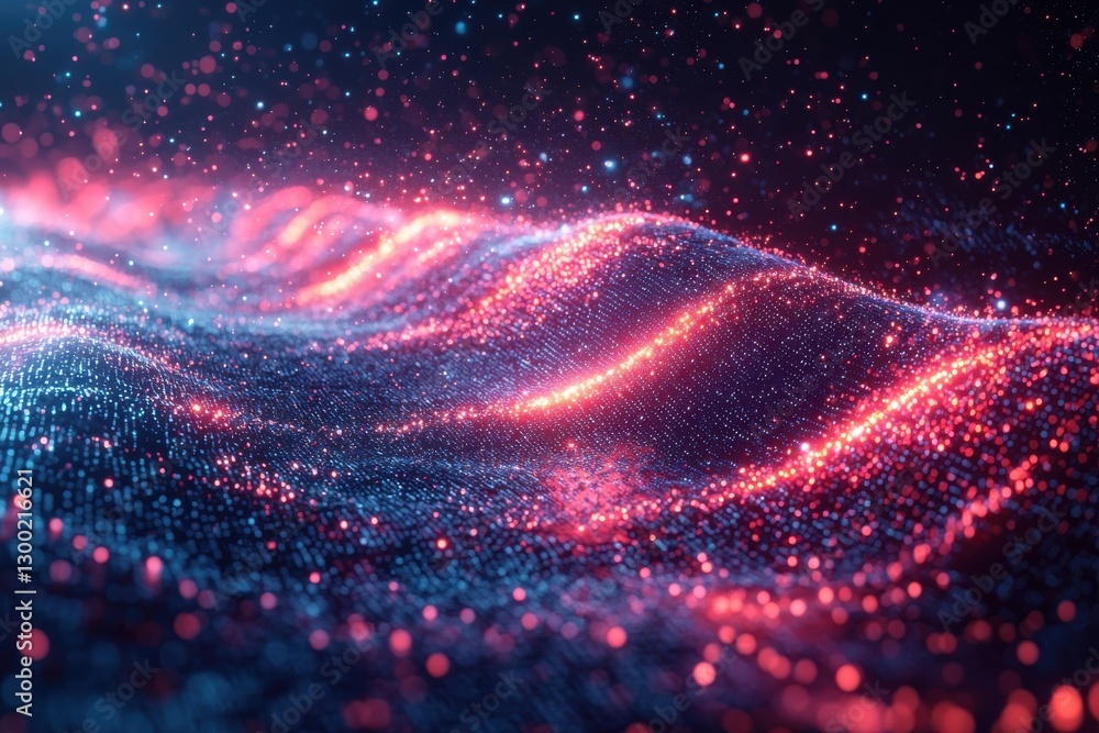 Poster dynamic wave of vibrant digital particles in a futuristic abstract display