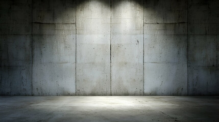 Fototapeta premium Spotlight on Empty Concrete Room, Industrial Setting, Product Display
