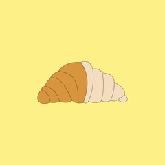 Croissant vector illustration on yellow background. Pastry food