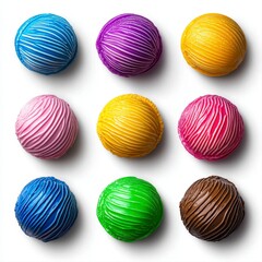 Fototapeta premium Delicious assortment of colorful chocolates perfectly arranged for tempting treats and gift ideas for any occasion