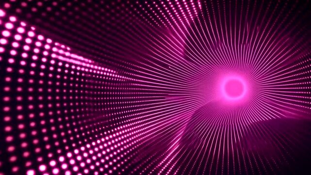 Abstract design featuring vibrant pink rays emanating from a central point, creating depth