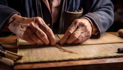 Fototapeta premium The hands of the sculptor are the heart of the craft. 