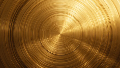 Obraz premium Polished Golden Metal Surface with Circular Brushed Texture and Shiny Reflection
