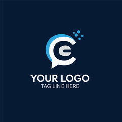 Modern E Letter Chat Logo – Digital Communication and Messaging Icon
