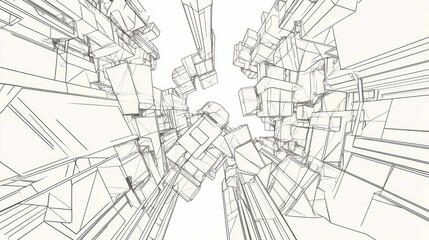 Exploring Abstract Architecture Through Intricate Geometric Shapes and Lines in a Three-Dimensional Space