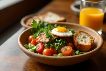 Healthy food consisting of vegetables, meat and eggs, for those on a diet to lose weight.