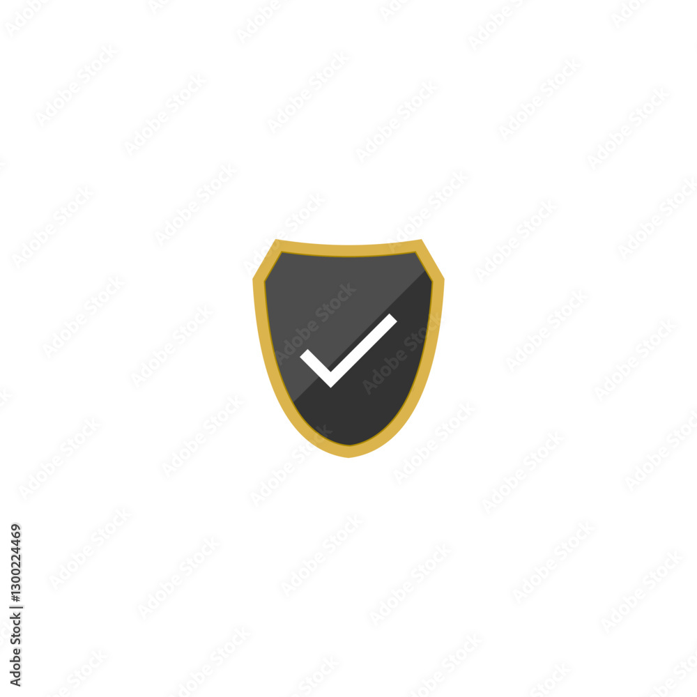 Poster shield check mark icon isolated on white background