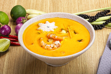 Thai Tom Yum soup with seafood