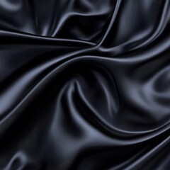 A sleek minimalist luxury background featuring deep black silk fabric draped in soft, organic folds. 