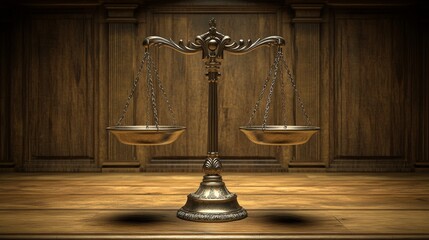 A finely designed scale symbolizes the balance of mind and body, with delicate lighting emphasizing its detailed craftsmanship as a reflective centerpiece