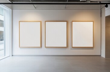 Modern Gallery Space with Blank Canvases