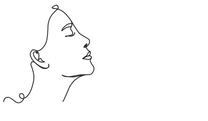 woman faces. Linear background. Use for package, cosmetics, decor. Fashion concept, feminine beauty minimalist