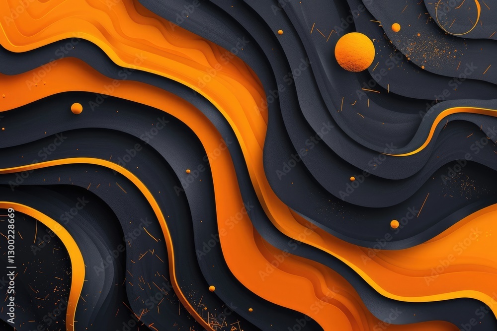 Poster abstract vibrant color fluid shapes with dark background. digital artwork of abstract wave splash co