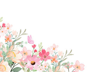 Watercolor flowers background vector for design.