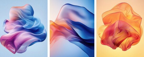 Vibrant Gradient Abstract Shapes in Fluid Artistic Compositions
