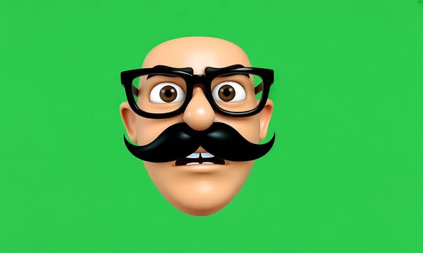 Bald Man with Glasses and Mustache