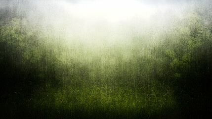 Obraz premium Misty green forest background, nature scene, blurred foliage, atmospheric perspective, ideal for website design