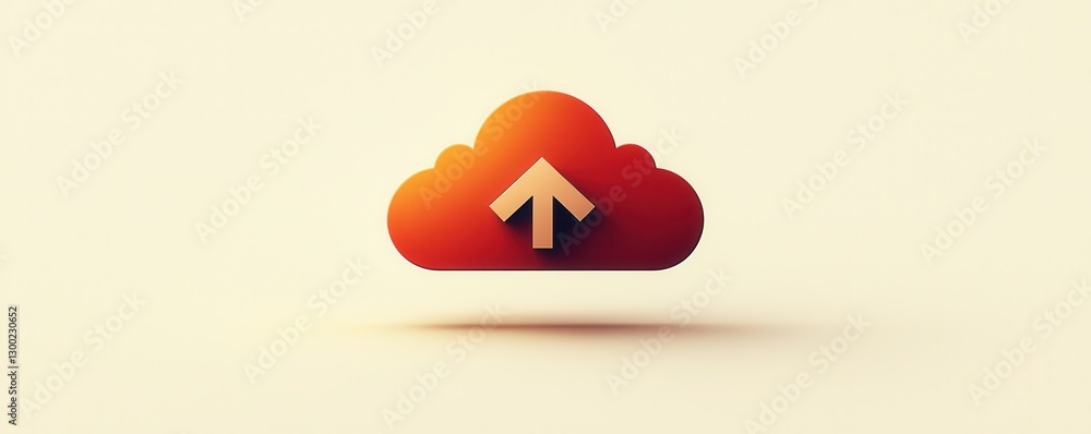 Poster minimalist cloud upload icon with gradient color design on light background