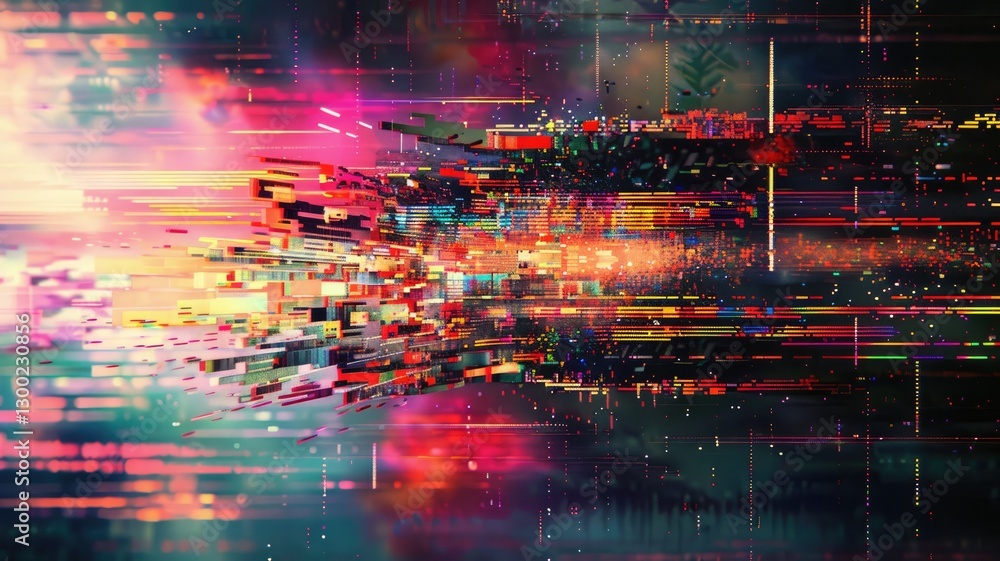 Poster a captivating abstract digital animation featuring vibrant colors and dynamic patterns. this artwork