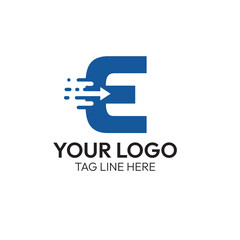 Fast E Letter Logo – Digital Speed and Forward Motion Concept