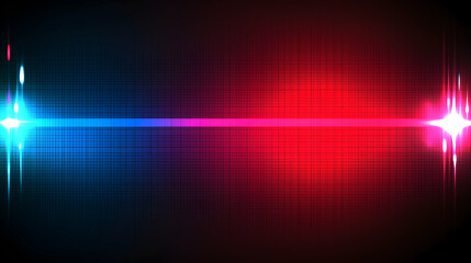 Abstract glowing energy beam, red blue light, digital grid background, futuristic technology design