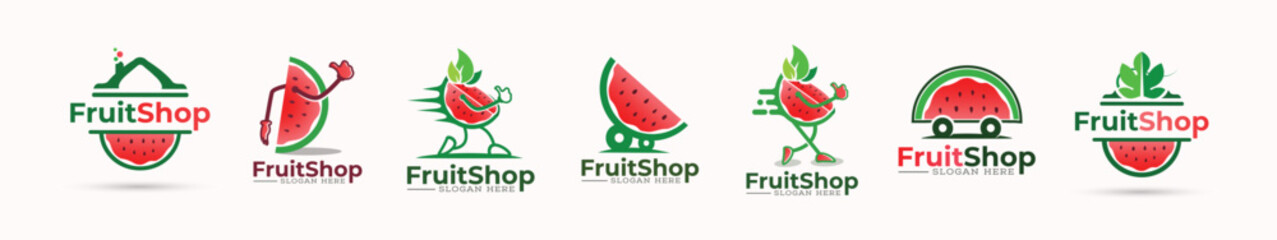 Watermelon fruits shop vector logo design