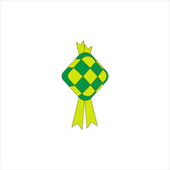 Traditional food Ketupat icon vector illustration on white background. Meal for Eid Mubarak festival