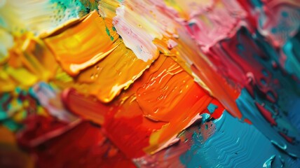 Close up of colorful oil paint strokes on a canvas. Art and creativity concept for design and print. Macro photo of vibrant color watercolor brushstroke. Close up image of acrylic painting. AIG53.