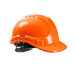 Fototapeta premium Yellow hard hat for construction workers. Protective clothing and accessories for employees Helmet on white background isolated