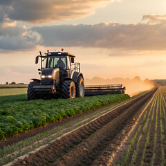 Obraz premium tractor in the field