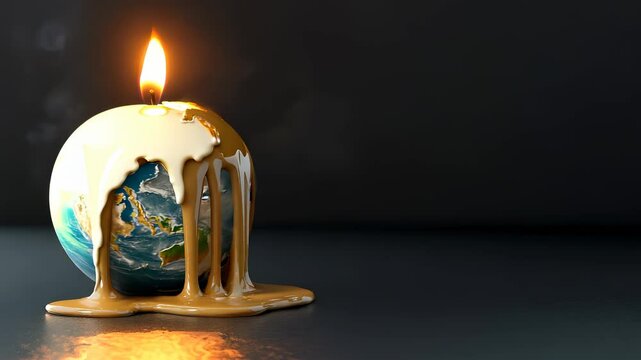 Melting Candle Shaped Like Planet Earth